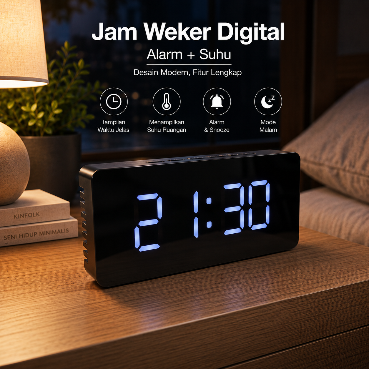 NieNie Jam Weker Alarm Digital + Temperature - KS-2212 Gambar produk NieNie Jam Weker Alarm Digital + Temperature - KS-2212 - Utama