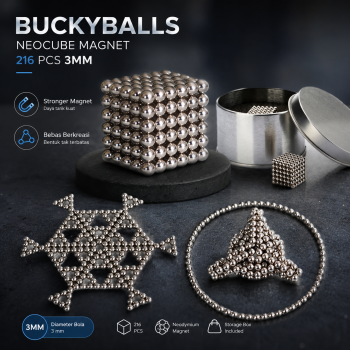 Gambar produk MINOCOOL Buckyballs Neocube Magnet Balls Toys 216 PCS 3mm - TH007004A