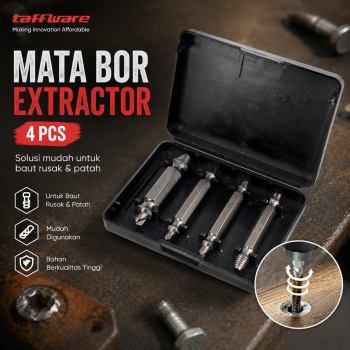 Gambar produk Taffware Mata Bor Screw Extractor Broken Striped Screw Remover 4 PCS - S2