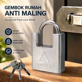 Gambar produk SANTIAO Gembok Rumah Anti Maling House Half Pack Lock Hardened Steel 40mm - ST-050