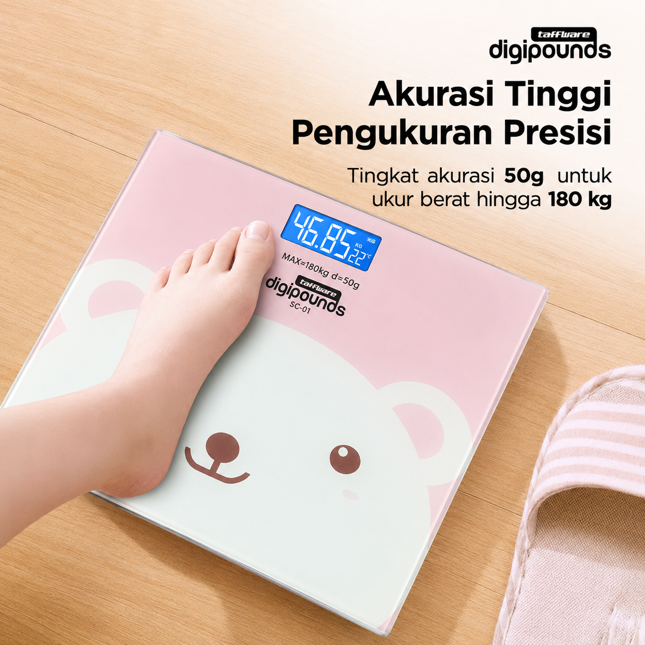 Taffware Digipounds Timbangan Badan LCD Digital Scale Battery 180kg - SC-01 Gambar produk Taffware Digipounds Timbangan Badan LCD Digital Scale Battery 180kg - SC-01 - 1