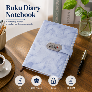 JESJELIU Buku Diary Notebook Catatan Jurnal A5 200 Halaman with Lock - TD-490
