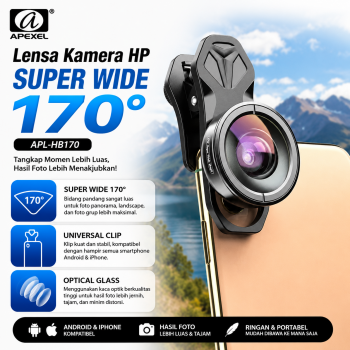Gambar produk APEXEL Lensa Kamera HP Super Wide 170 Degree Angle Lens With Klip - APL-HB170
