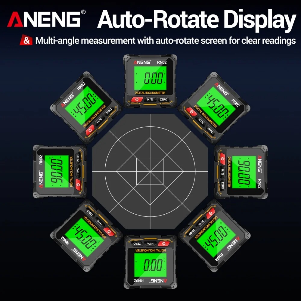 ANENG Inclinometer Digital Rechargeable Alat Ukur Kemiringan Magnetik - RN02 Gambar produk ANENG Inclinometer Digital Rechargeable Alat Ukur Kemiringan Magnetik - RN02 - 5