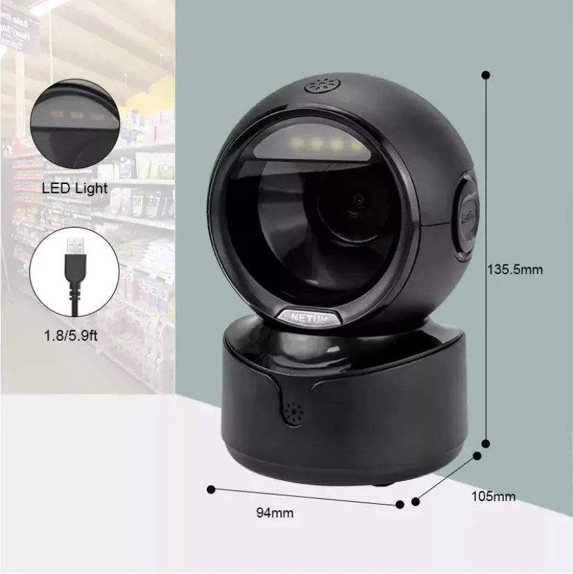 KEFFAR Barcode Scanner Desktop Omnidirectional Automatic Sensing 1D 2D - A5 Gambar produk KEFFAR Barcode Scanner Desktop Omnidirectional Automatic Sensing 1D 2D - A5 - Kemasan