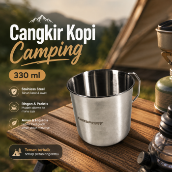 TaffSPORT Cangkir Kopi Stainless Steel Gagang Lipat Camping Mug - L164