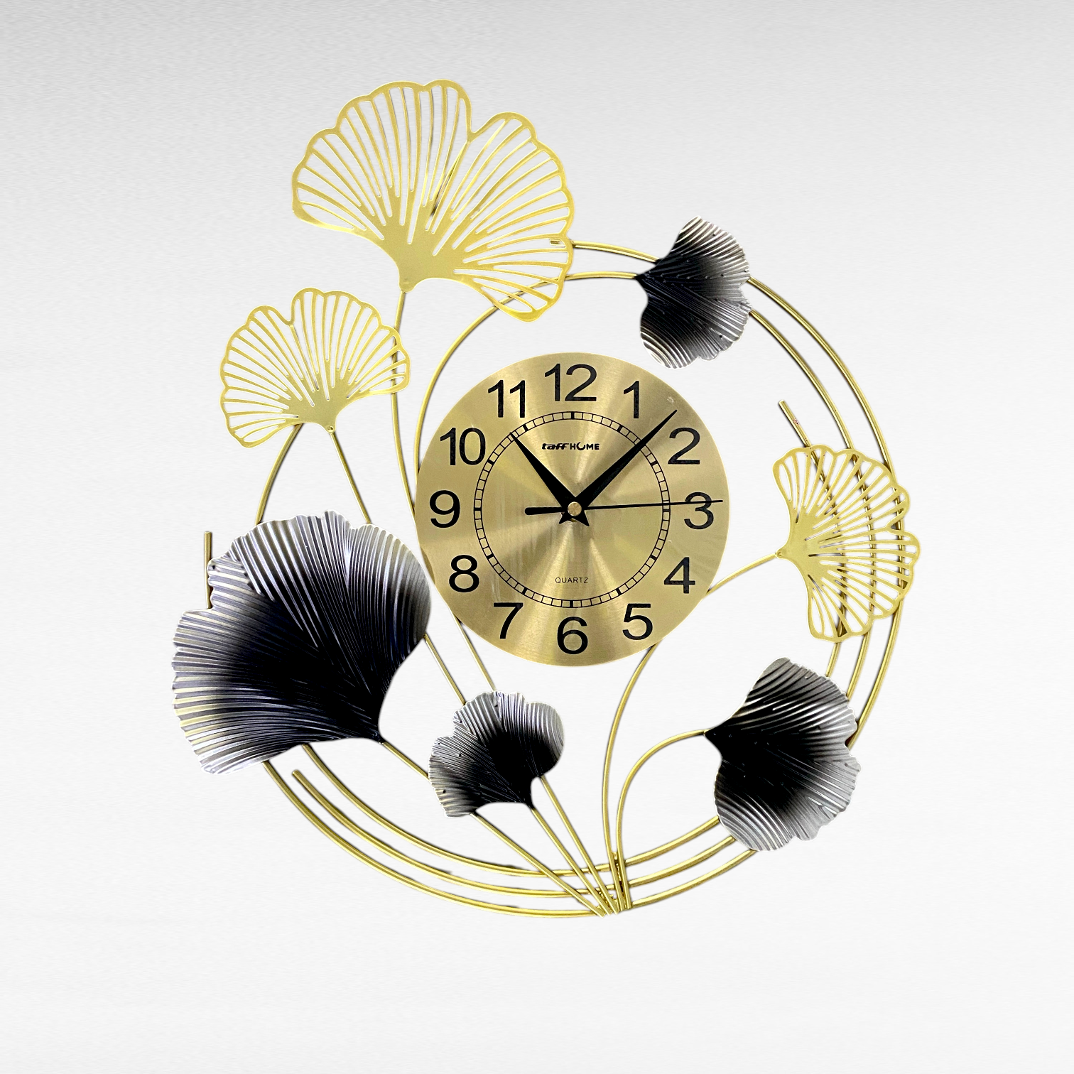 TaffHOME Jam Dinding Besi Elegan Ginkgo Leaf Quartz Movement 44cm - 25009 Gambar produk TaffHOME Jam Dinding Besi Elegan Ginkgo Leaf Quartz Movement 44cm - 25009 - 1
