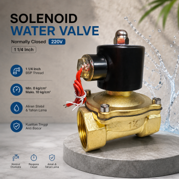 BESASE Solenoid Water Valve Electric Normally Closed 220V 1 1/4 Inch - 2W-320-32