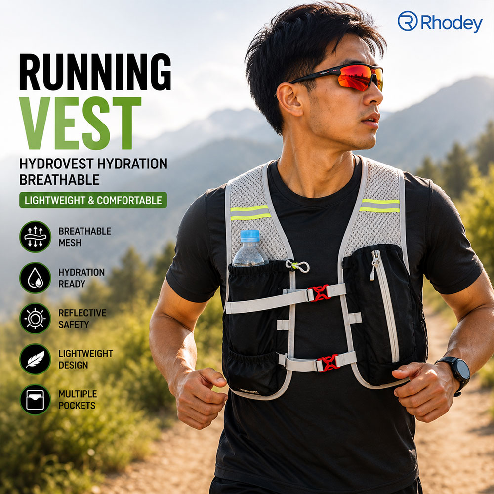Rhodey Running Vest Hydrovest Hydration Breathable Rompi Lari Outdoor - WP500 Gambar produk Rhodey Running Vest Hydrovest Hydration Breathable Rompi Lari Outdoor - WP500 - Utama