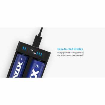 Gambar produk XTAR Charger Baterai 2 Slot 14500 18650 21700 Li-Ion Type C - MC2 Plus-C KT - 5