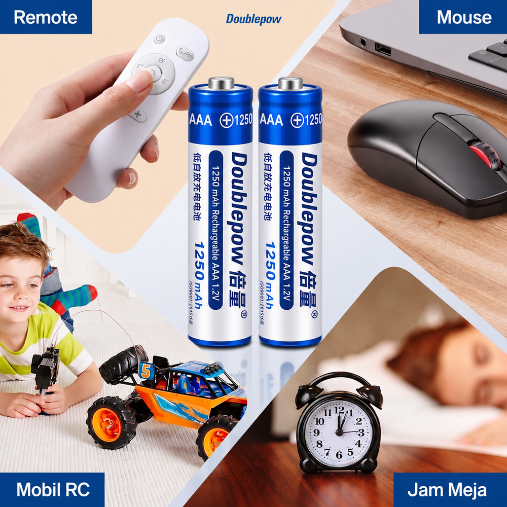 Gambar produk Doublepow Baterai Isi Ulang AAA Ni-MH Button Top 1250mAh 1.2V 2 PCS - 3