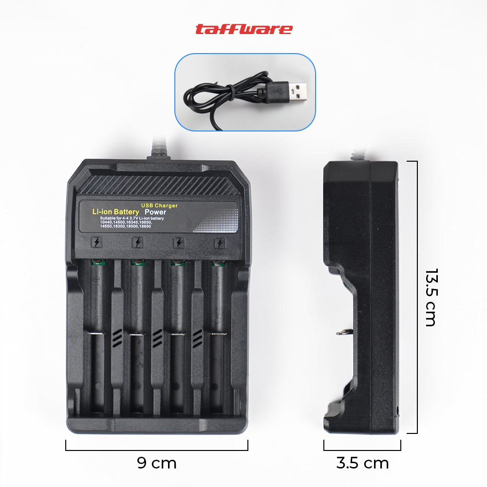 Gambar produk Taffware Charger Baterai 4 Slot 14500 18350 18650 Li-Ion with LED - MS-5D84A - 6