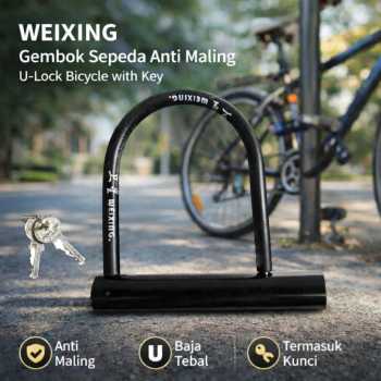 Gambar produk WEIXING Kunci Gembok Sepeda U Lock Anti Maling Baja Tebal with Key - GU80