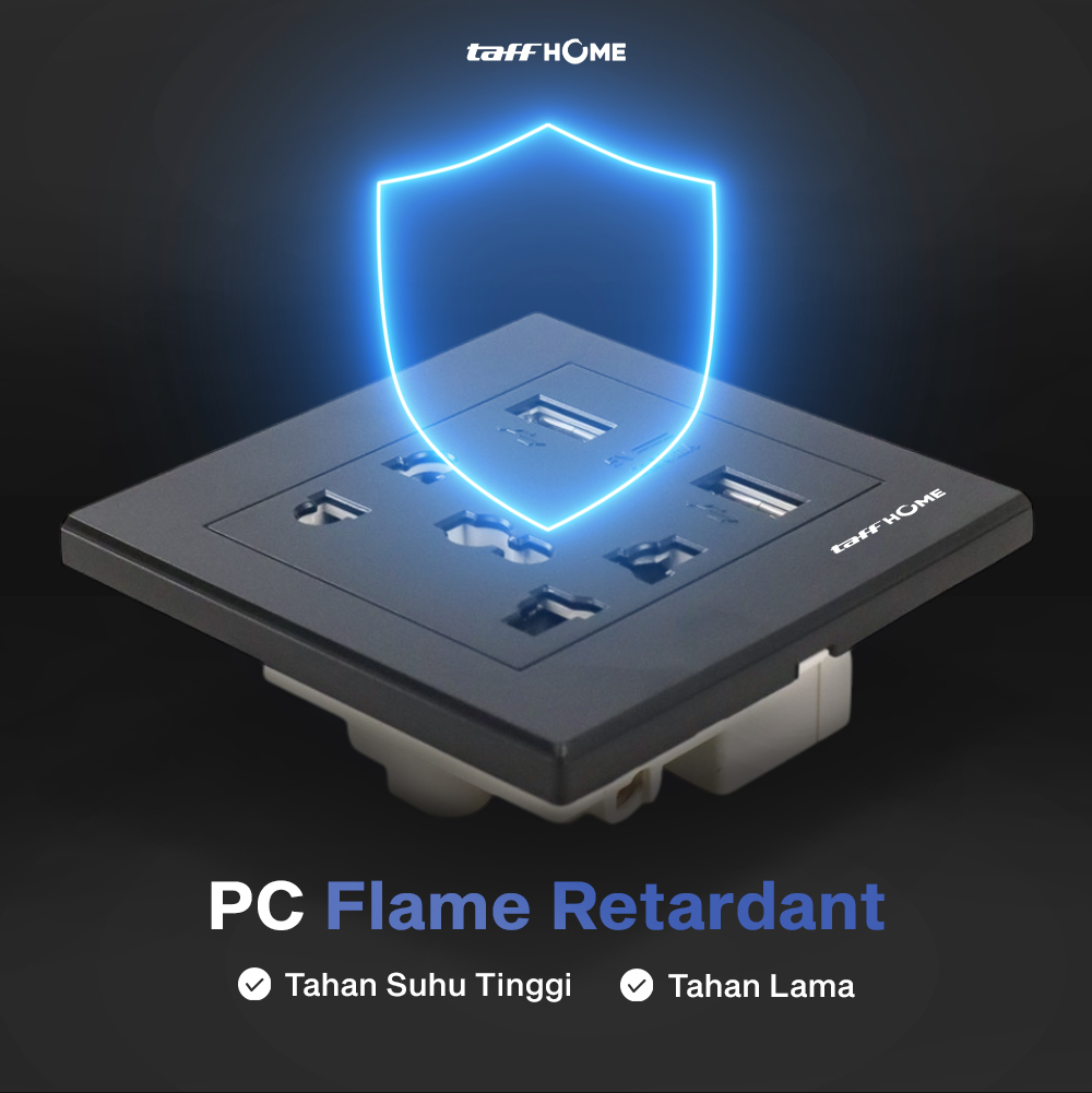 Gambar produk Taffware Stop Kontak Dinding Universal 1 Soket 2 USB A 250V 10A - Y1-001 - 4