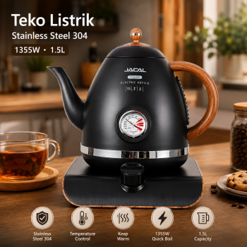 Gambar produk JACAL Teko Listrik Kopi Pemanas Air Temperature Control 1355W 1.5L - E18-5D