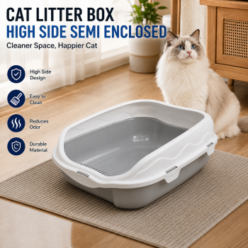 Serena Cat Litter Box Tray High Side Semi Enclosed Bak Pasir Kucing - OP-15