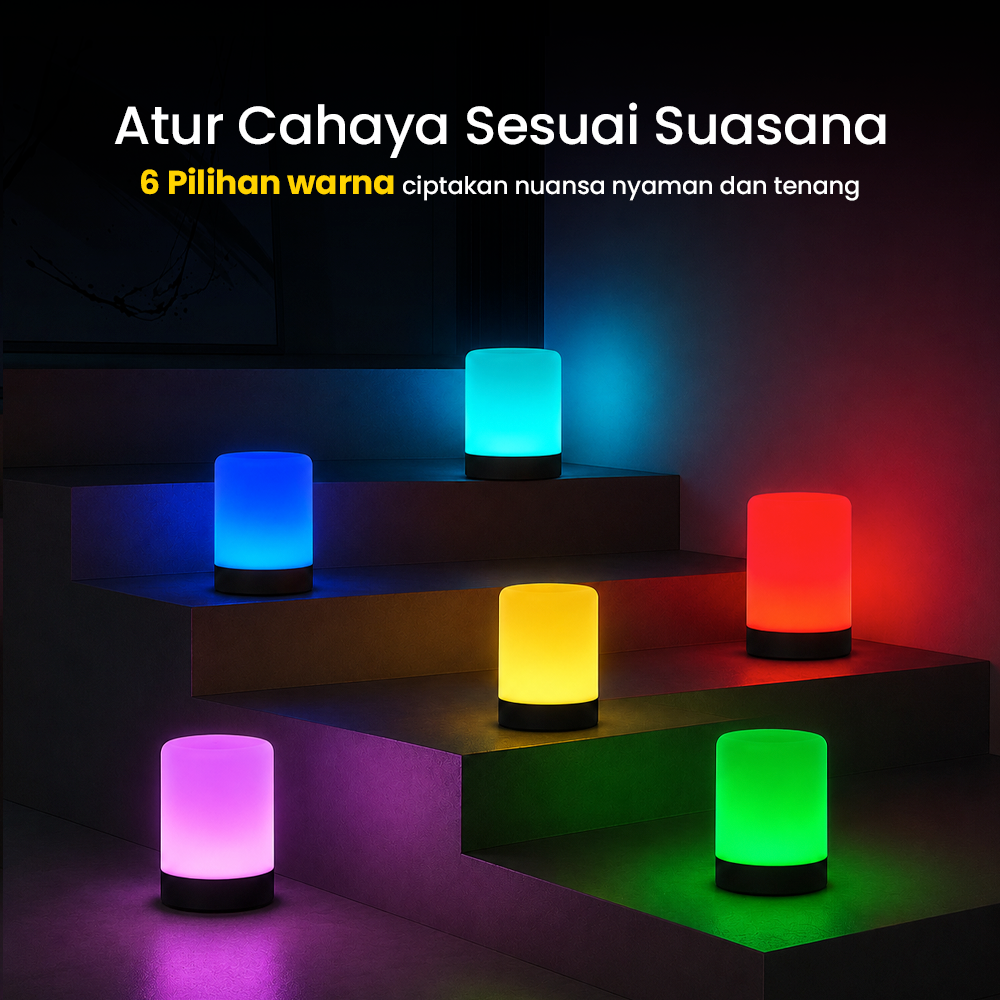 Gambar produk Lampu Tidur LED Touch Light RGB USB Rechargeable 1500mAh 5V 3W - F8-1 - 1