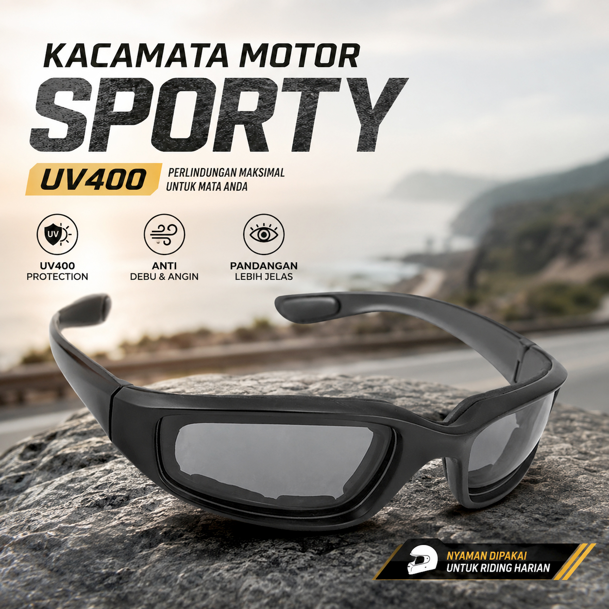 Gambar produk Acetato Kacamata Motor Sporty Dustproof Breathable UV400 - Z5401 - Utama