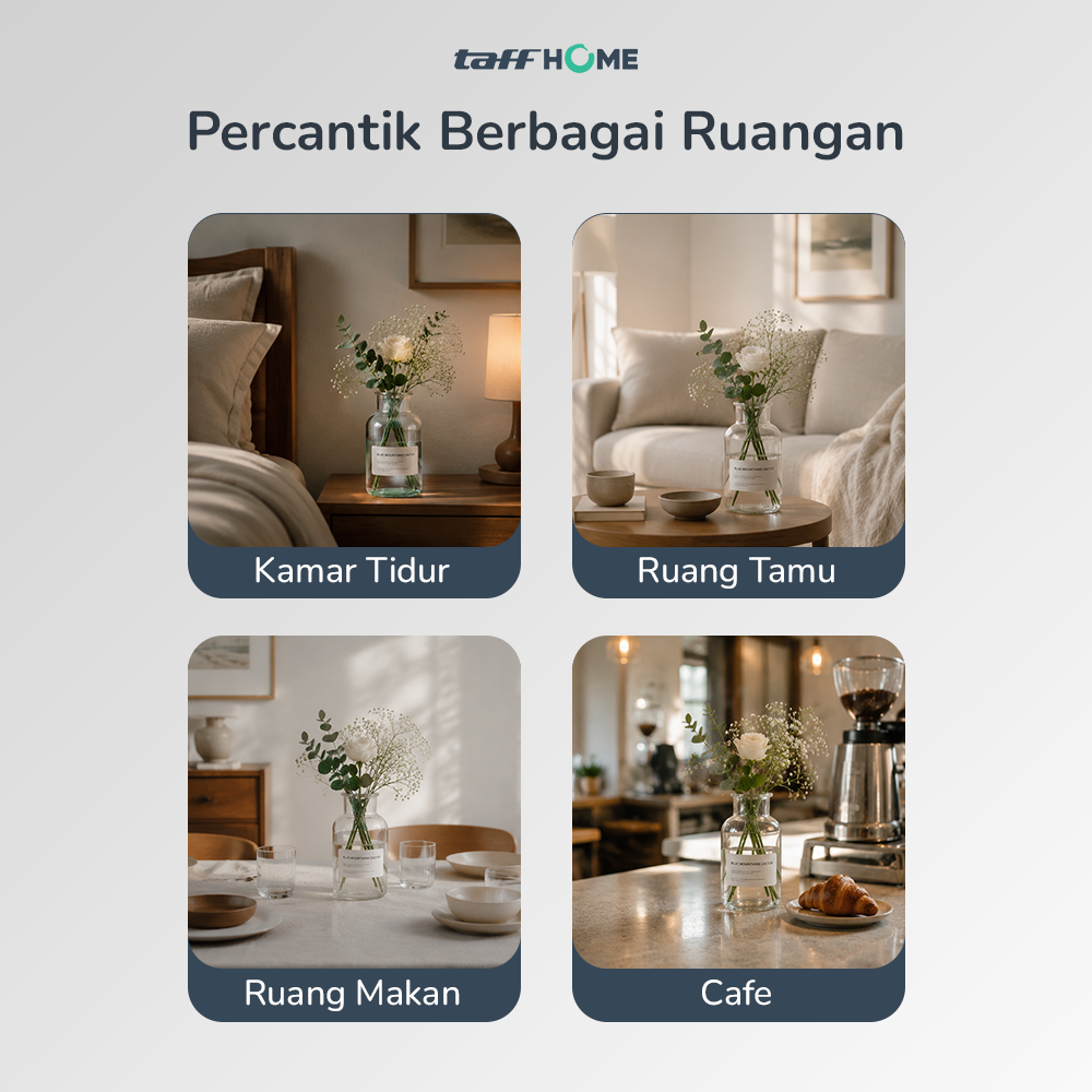 Gambar produk TaffHOME Vas Bunga Botol Kaca Aesthetic Bottle Vase Flower Pot 500ml - EN549 - 4