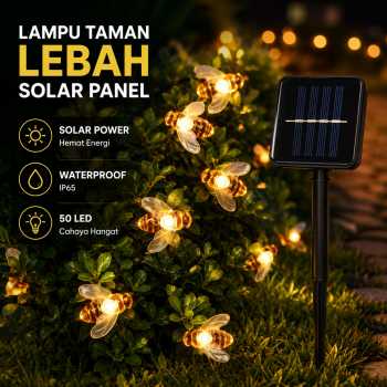Gambar produk Finether Lampu Taman Lebah Solar Panel Outdoor Lamp Waterproof IP65 50 LED - BE306