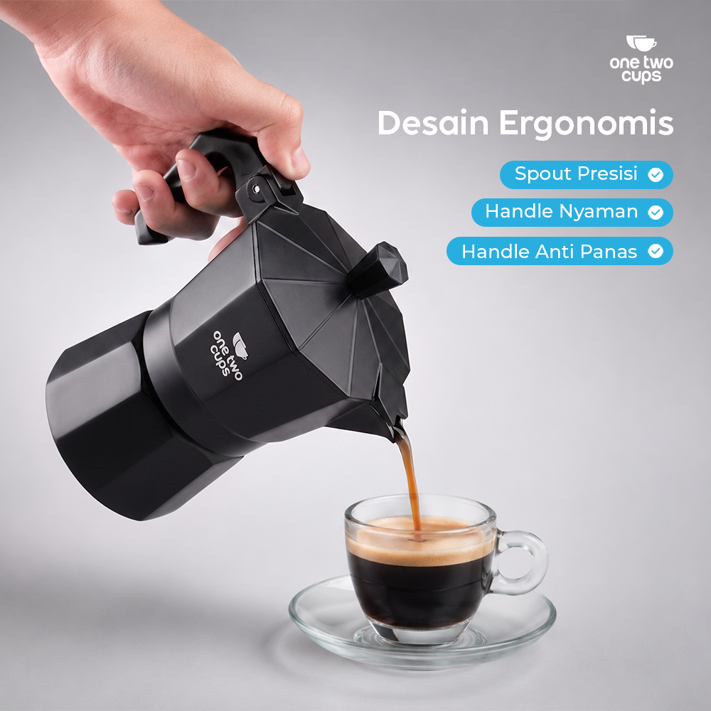 Gambar produk One Two Cups Moka Pot Teko Kopi Espresso Coffee Maker Stovetop 3 Cup 150ml - L10 - 4