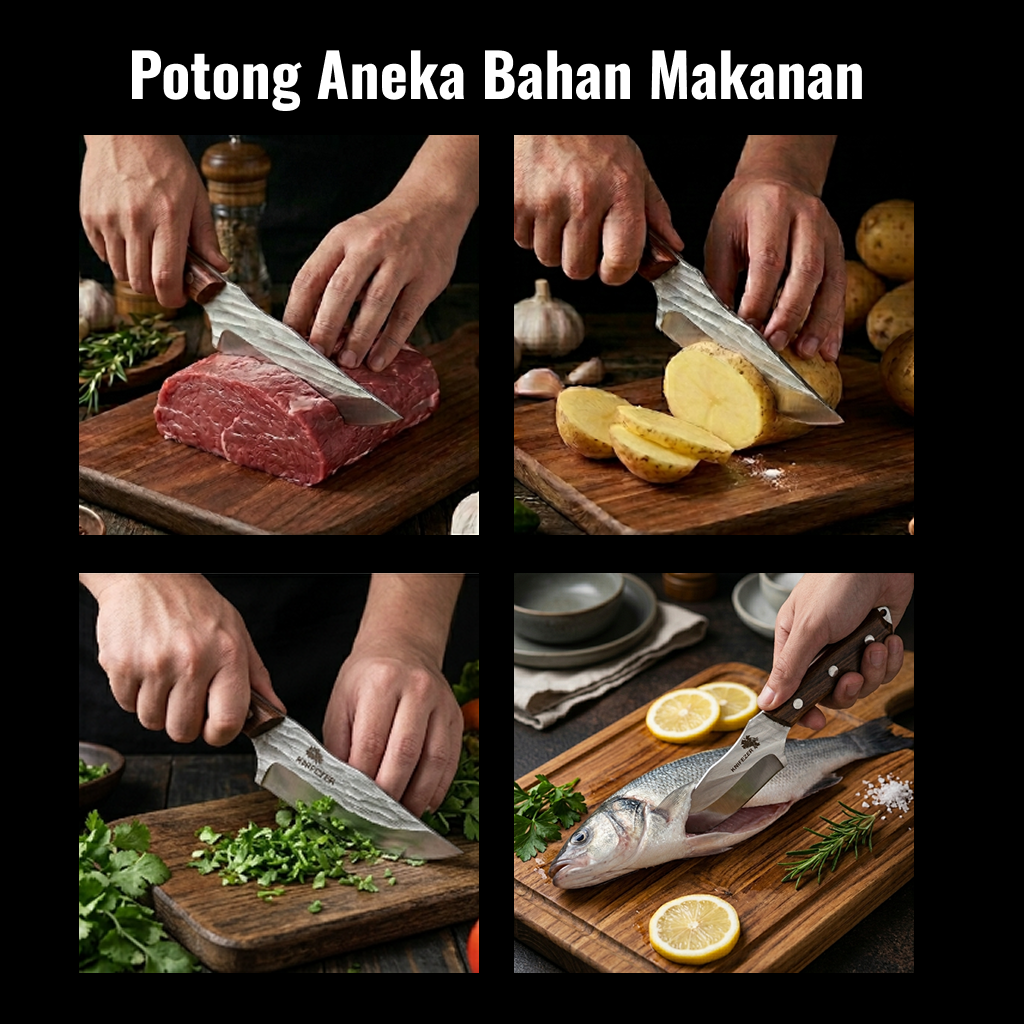 Gambar produk KNIFEZER Pisau Daging Stainless Steel 4Cr13 Forged Butcher Knife - K09 - 5