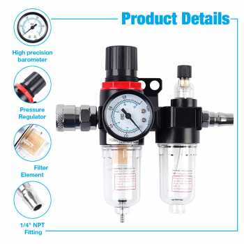 Gambar produk Ge Air Filter Regulator Pneumatic Kompresor G1/4 Konektor SM PM20 - AFC-2000 - 4