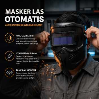 Metrion Masker Las Otomatis Auto Darkening Solar Welding Mask - HJ10
