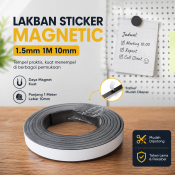 Gambar produk NIKTO Lakban Sticker Magnetic Strong 1.5mm Tape Self Adhesive 1M 10mm - TMK92
