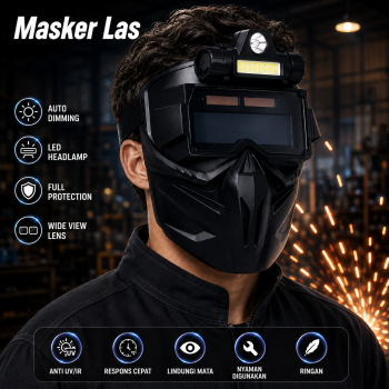 Metrion Masker Las Otomatis Auto Darkening Solar Headlamp Welding Mask - HL10