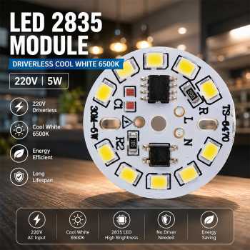 SOO Chip LED 2835 Modul Lampu Driverless Cool White 6500K 220V 5W 1PCS - COB3030-AC220-5