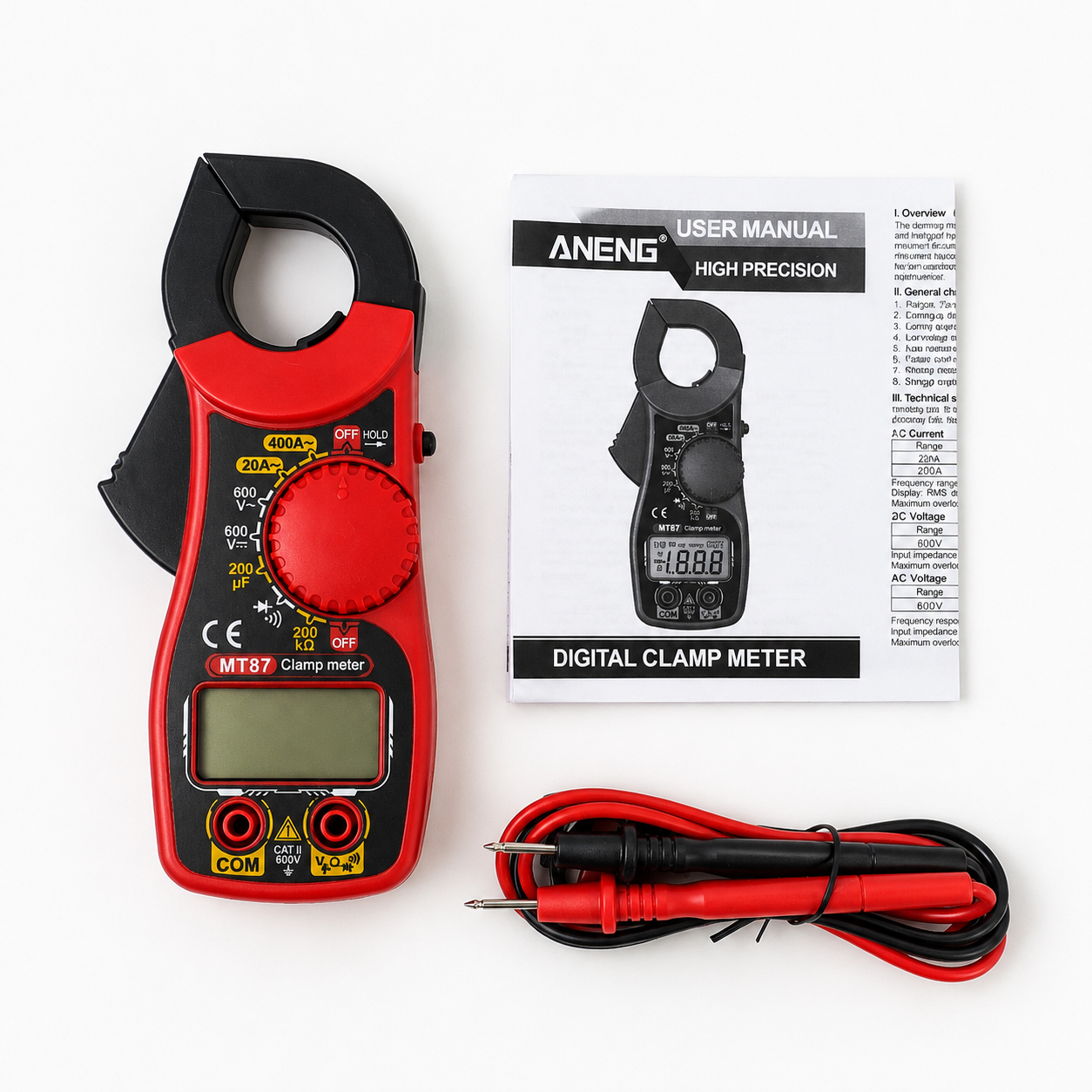 Gambar produk ANENG Digital Multimeter Tang Ampere Voltage NCV Tester Clamp 600V - MT87 - 5