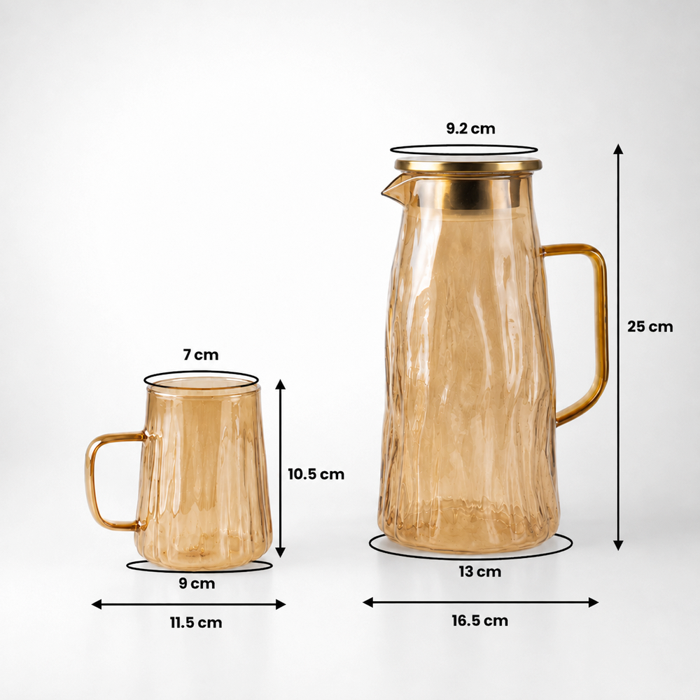 Gambar produk Cloks Set Teko Cangkir Kaca Kopi Teh 1 Pitcher 4 Cups Heat Proof 1.8L - CL18 - 8
