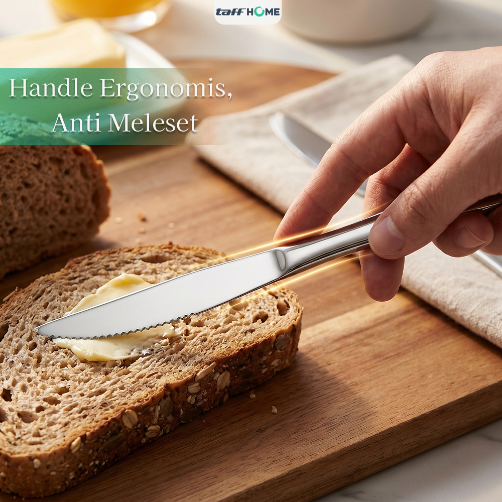 Gambar produk TaffHOME Pisau Makan Gerigi Stainless Steel 410 Dinner Knife 22.8x1.9cm - 410S - 3