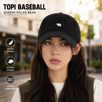Bearlu Topi Baseball Pria Wanita Bordir Polar Bear Poliester Cap - F230