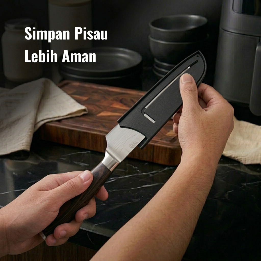Gambar produk KNIFEZER Pisau Dapur Daging Sayur Roti Damascus Pattern Stainless 7 Inch Santoku Knife - 5