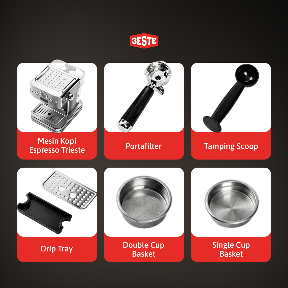 Gambar produk Trieste Mesin Kopi Espresso Coffee Maker Frothing 20 Bar 1.2L 1150 W - CM-601G - 8