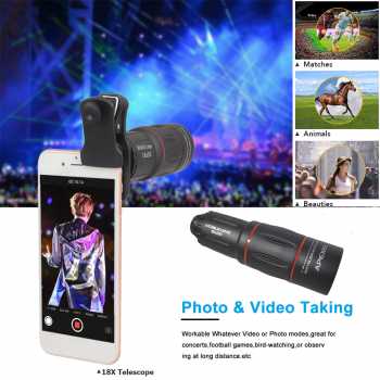 Gambar produk APEXEL Lensa Kamera HP 4in1 Fisheye Macro Wide Telephoto Tripod - APL-T18XBZJ5