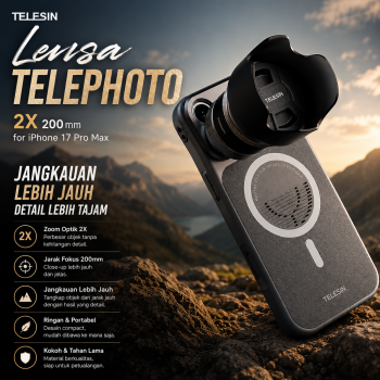 Gambar produk TELESIN Lensa Telephoto for Iphone 17 Pro Max ED Glass 2X 200mm - P5-FLT-015-TIP