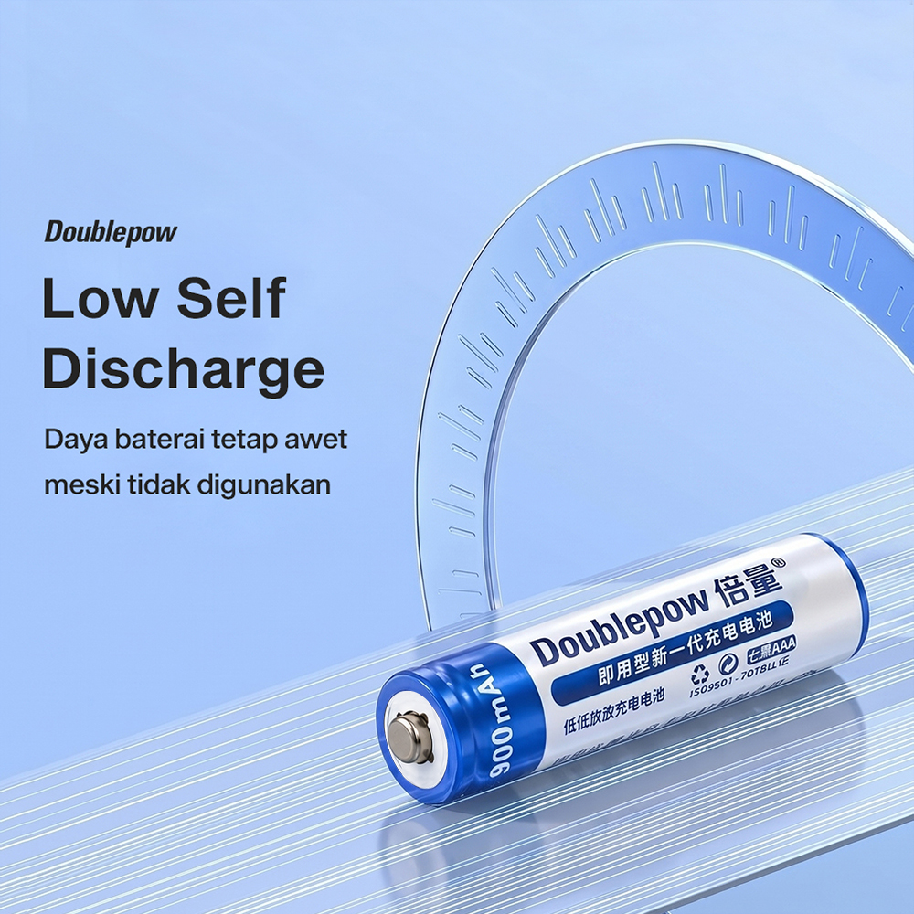Gambar produk Doublepow Baterai Isi Ulang AAA Ni-MH Button Top 900mAh 1.2V 2 PCS - 3