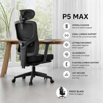 HBADA Kursi Kantor Office Chair 2D Lumbar Support Lifting Armrest - P5-Max