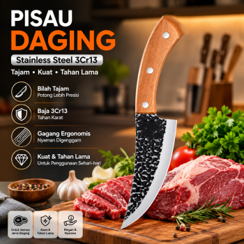 Gambar produk GuanQi Pisau Daging Tajam Stainless Steel 3Cr13 Forged Butcher Knife - JYI-90