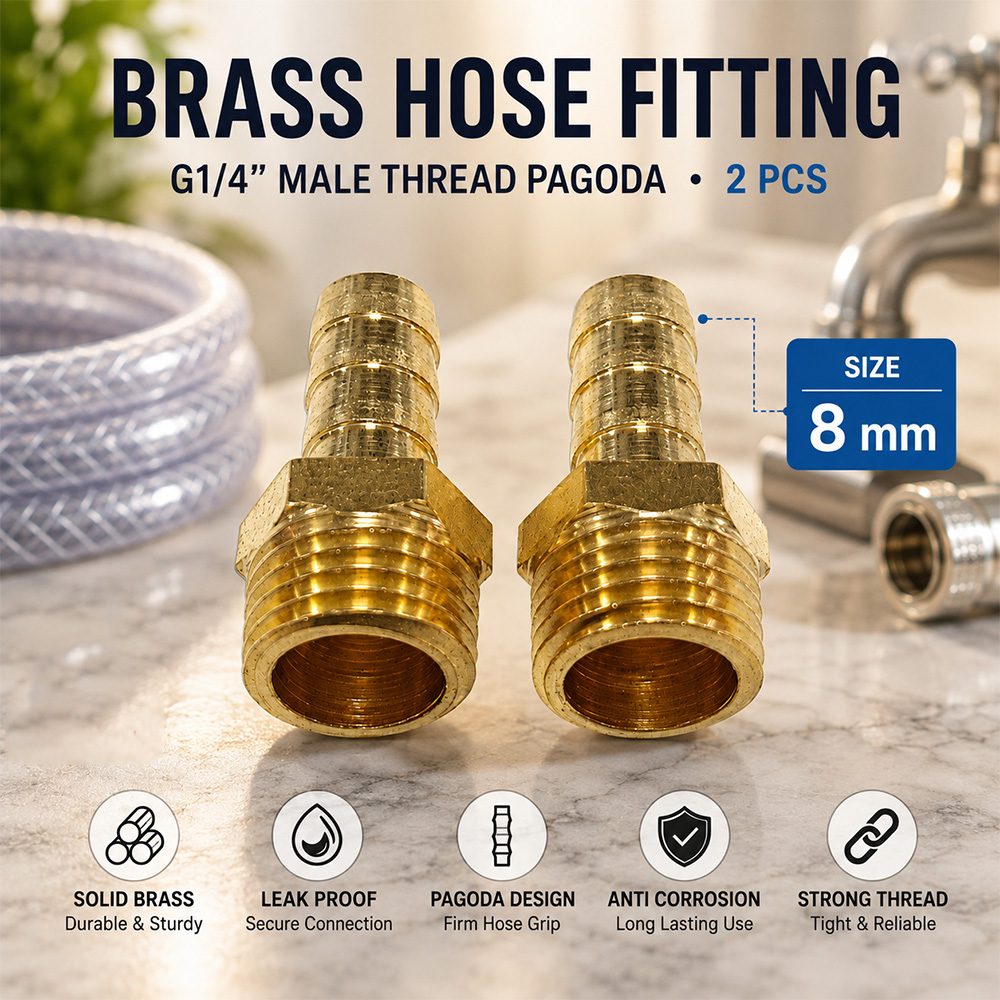 MAX Hose Nepel Selang Drat Luar Kuningan Pagoda Brass G1/4 2 PCS 8mm - DN20 Gambar produk MAX Hose Nepel Selang Drat Luar Kuningan Pagoda Brass G1/4 2 PCS 8mm - DN20 - Utama