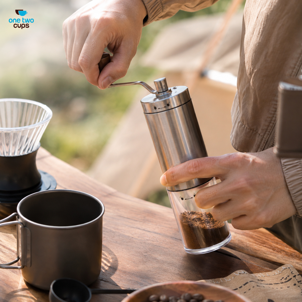 Gambar produk One Two Cups Alat Penggiling Kopi Manual Coffee Grinder Adjustable - 5014 - 6