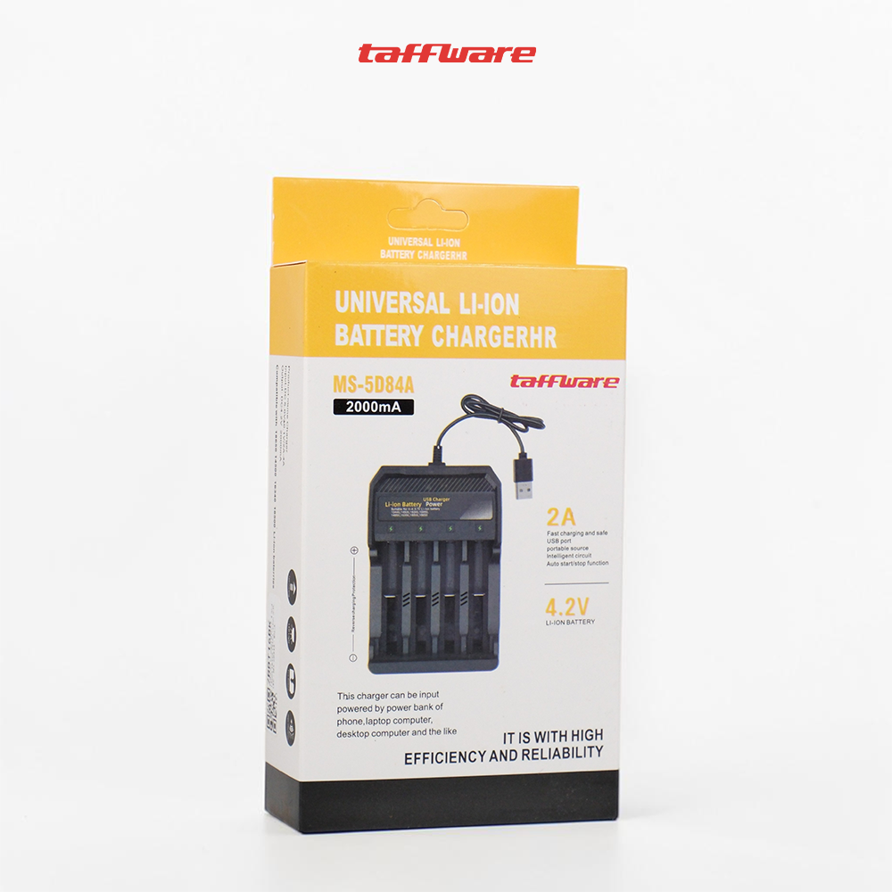Gambar produk Taffware Charger Baterai 4 Slot 14500 18350 18650 Li-Ion with LED - MS-5D84A - Kemasan