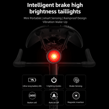 ROCKIO Lampu Belakang Sepeda LED Tail Light Smart Brake Sensor - YP-480