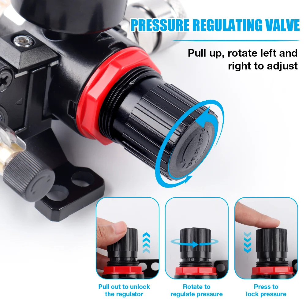 Gambar produk Gene Air Filter Regulator Pneumatic Saringan Kompresor Angin G1/4 Fiber Core - AFC-2000 - 4
