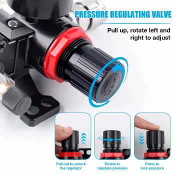 Gambar produk Gene Air Filter Regulator Pneumatic Saringan Kompresor Angin G1/4 Fiber Core - AFC-2000 - 4