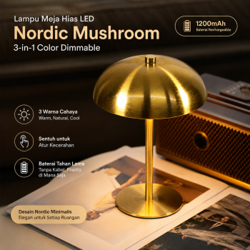 RTO Lampu Meja Hias LED Nordic Mushroom 3in1 Color Dimmable 1200mAh - HA-230