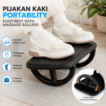 FOOT STOOL Pijakan Kaki Portability Foot Rest With Massage Rollers - FS2